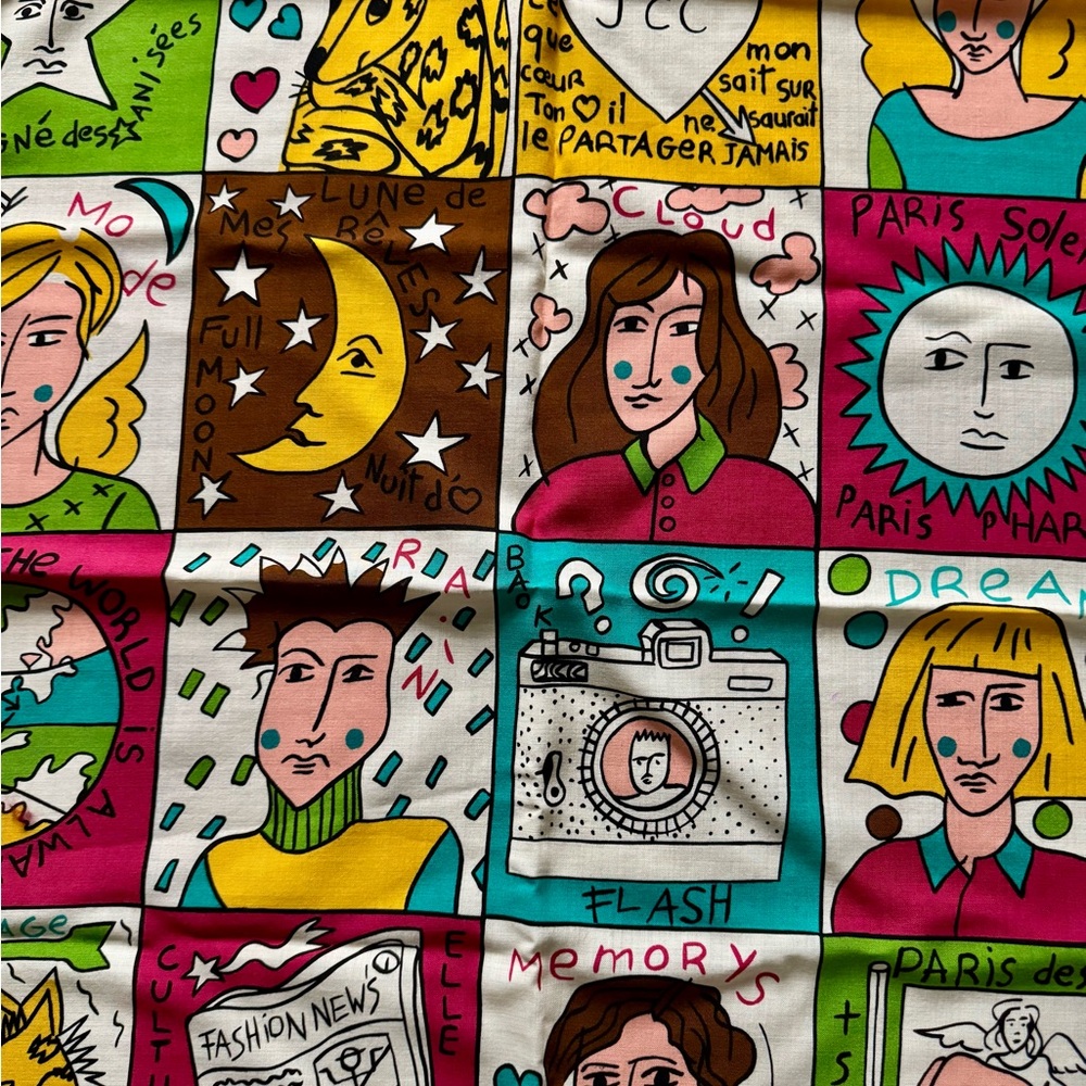 Jean-Charles de Castelbajac Paris Pop Art Graphic Square Scarf Made in France